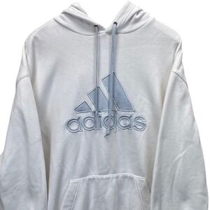 Adidas Men's White Sweatshirt Hoodie Pullover Athletic Logo Gym Sportswear XL